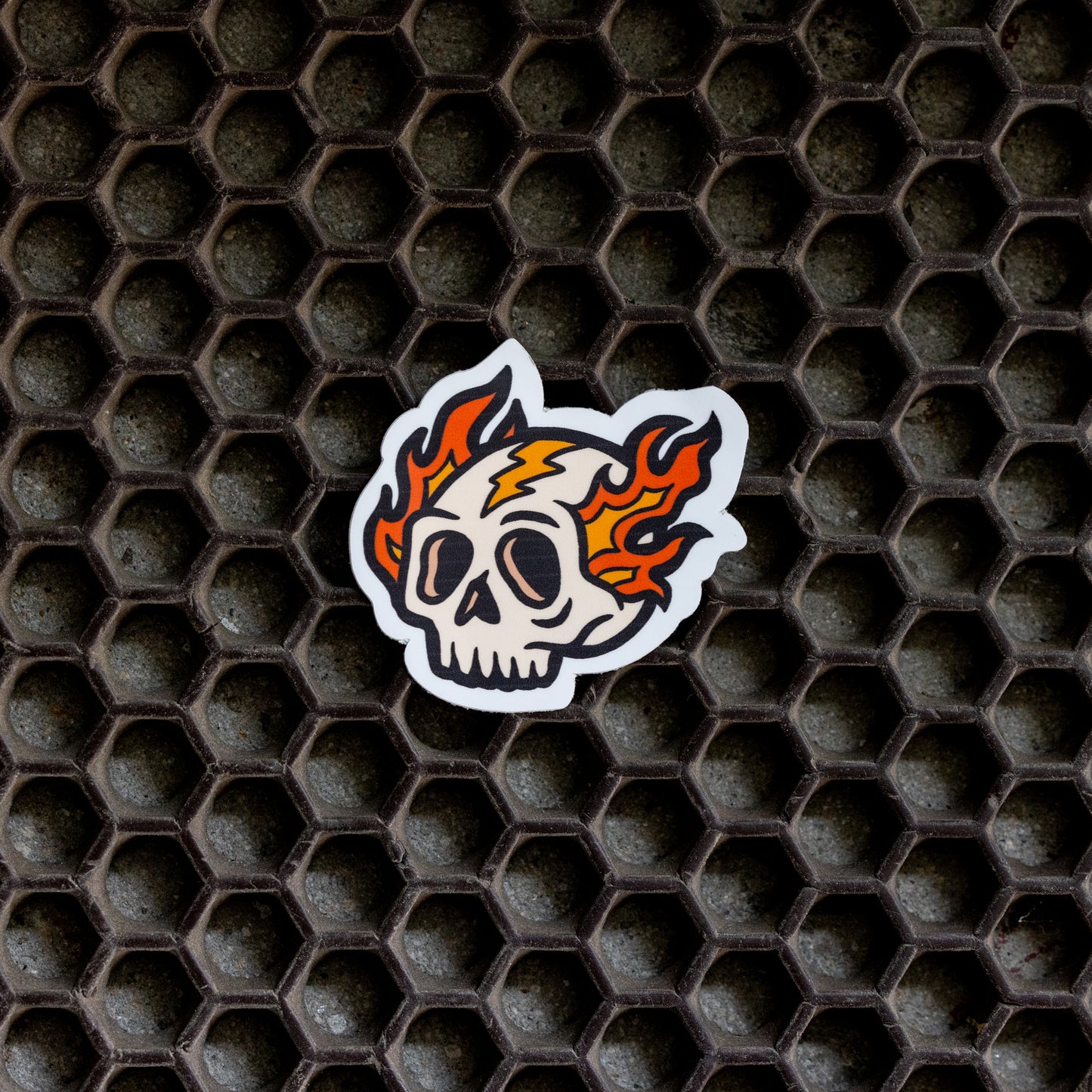 Flaming Skull Sticker