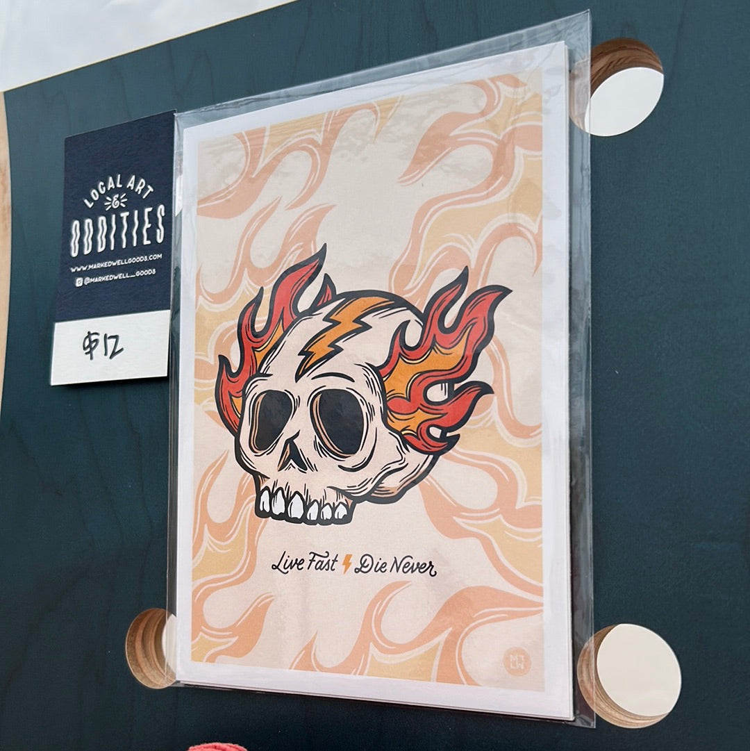 Flaming Skull Print