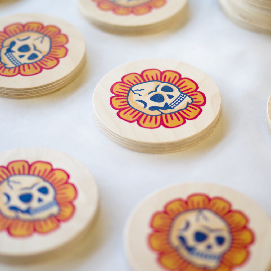 Skull Flower Coaster 4-pack