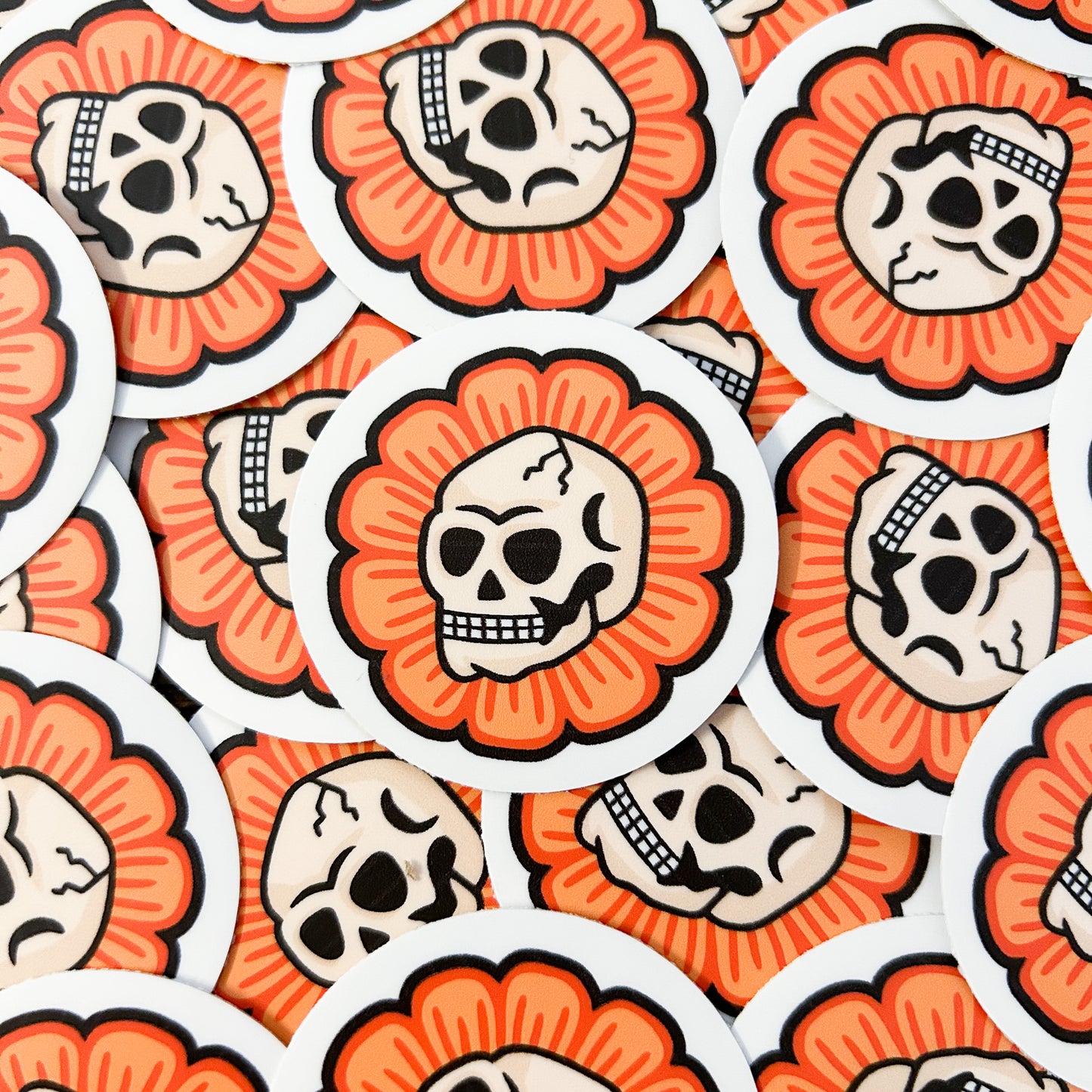 Skull Flower Circle Sticker